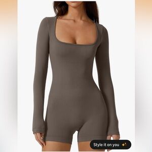 Elegant Long Sleeve Bodysuit - Brown